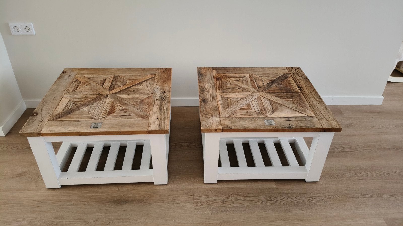 Twee Rivièra Maison Chateau Chassigny salontafels 70x70 cm, Ophalen, 50 tot 100 cm, Vierkant, 50 tot 100 cm