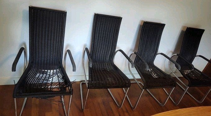 4x stoelen Tecta, model D27 (opknapper) Duits desi, Ophalen, Gebruikt, Zwart, Metaal