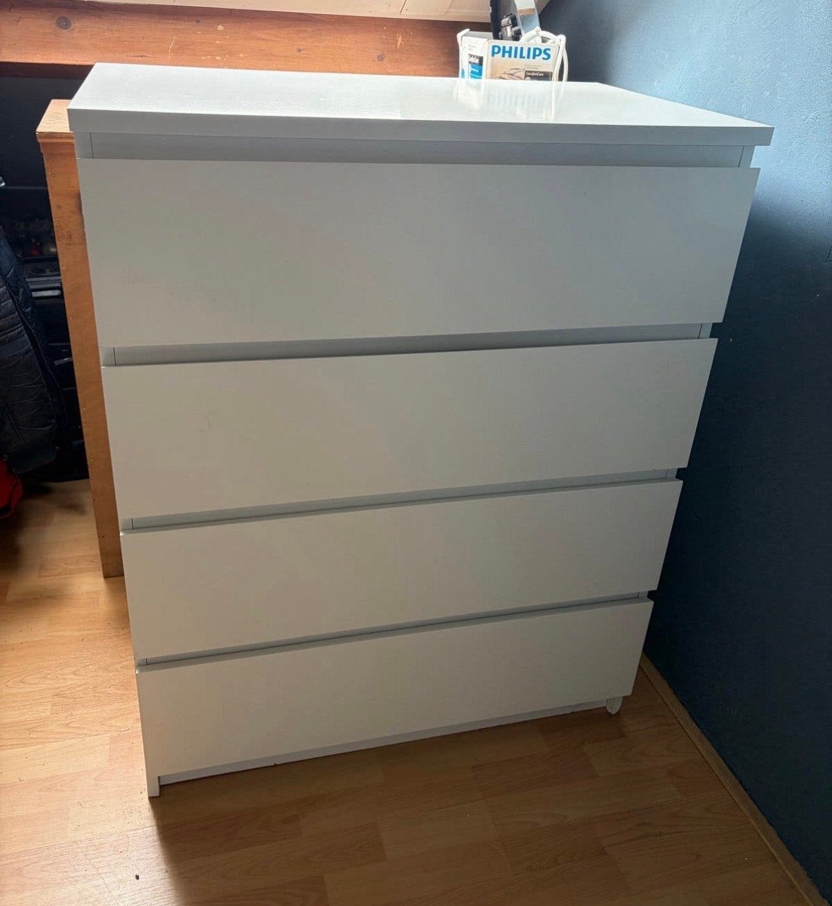 Witte ikea ladekast met 4 laden, Ophalen, 100 tot 150 cm, 50 tot 100 cm, Zo goed als nieuw