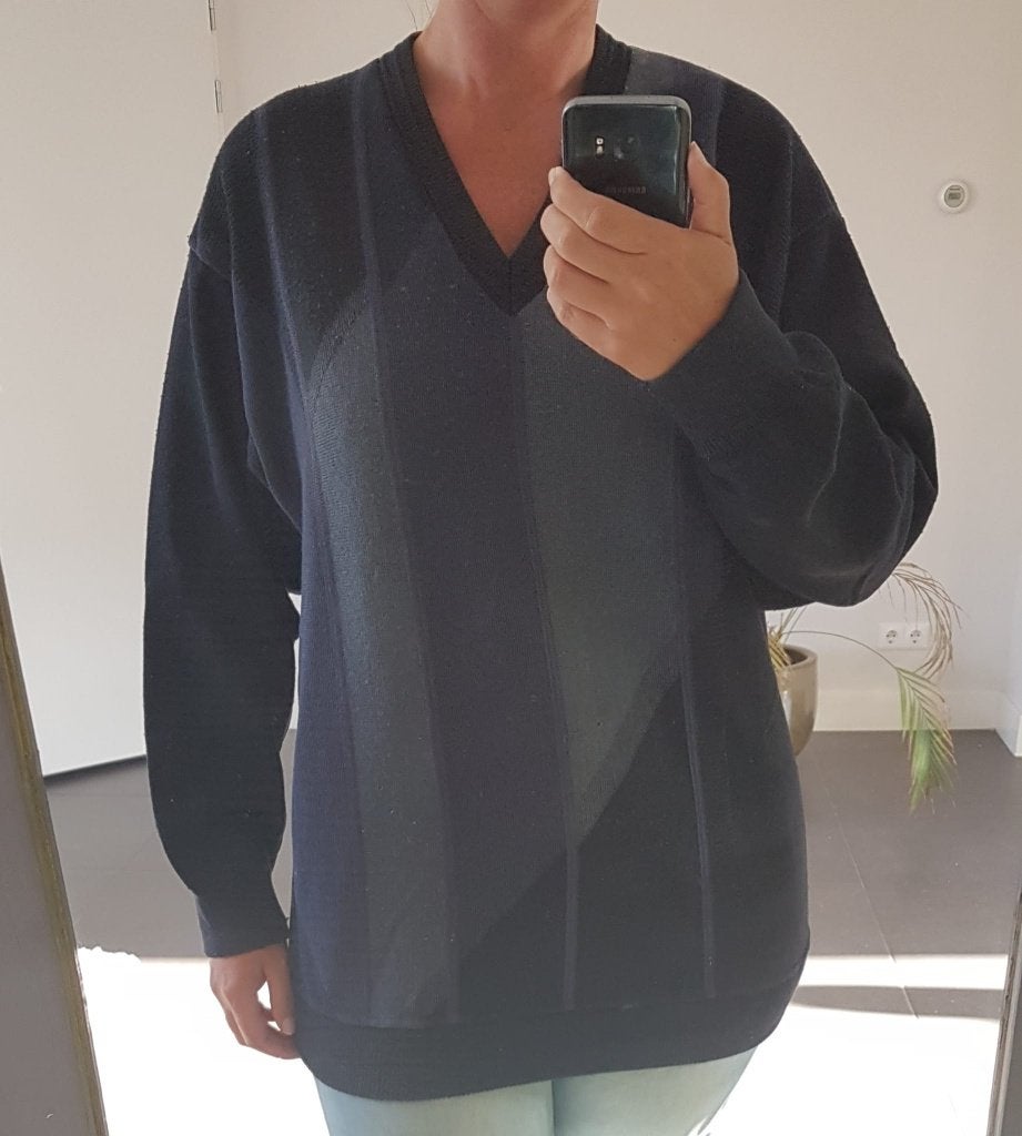 Trui Blauw XL V Hals, Verzenden, Zo goed als nieuw, Maat 46/48 (XL) of groter, Blauw