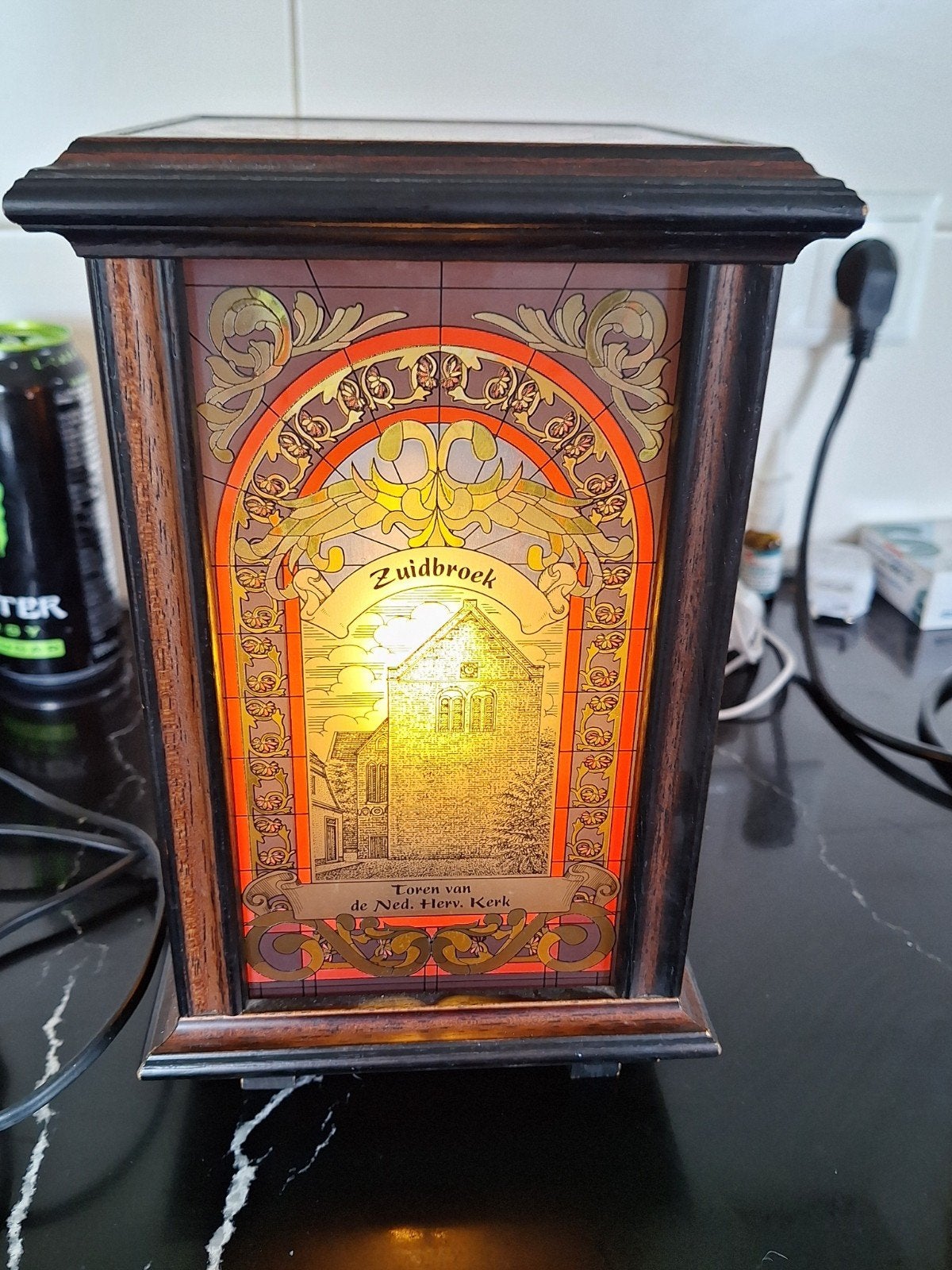 Vintage Zuidbroek lamp met afbeeldingen van gebouwen, Ophalen