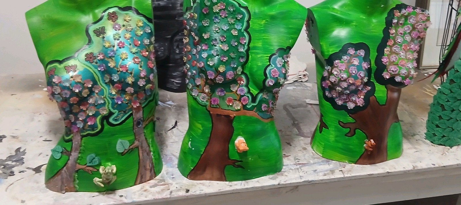 kersenbloesem body , met bladgoud , acryl bloemen, en hout, Antiek en Kunst, Kunst | Beelden en Houtsnijwerken, Handgemaakt, Buste