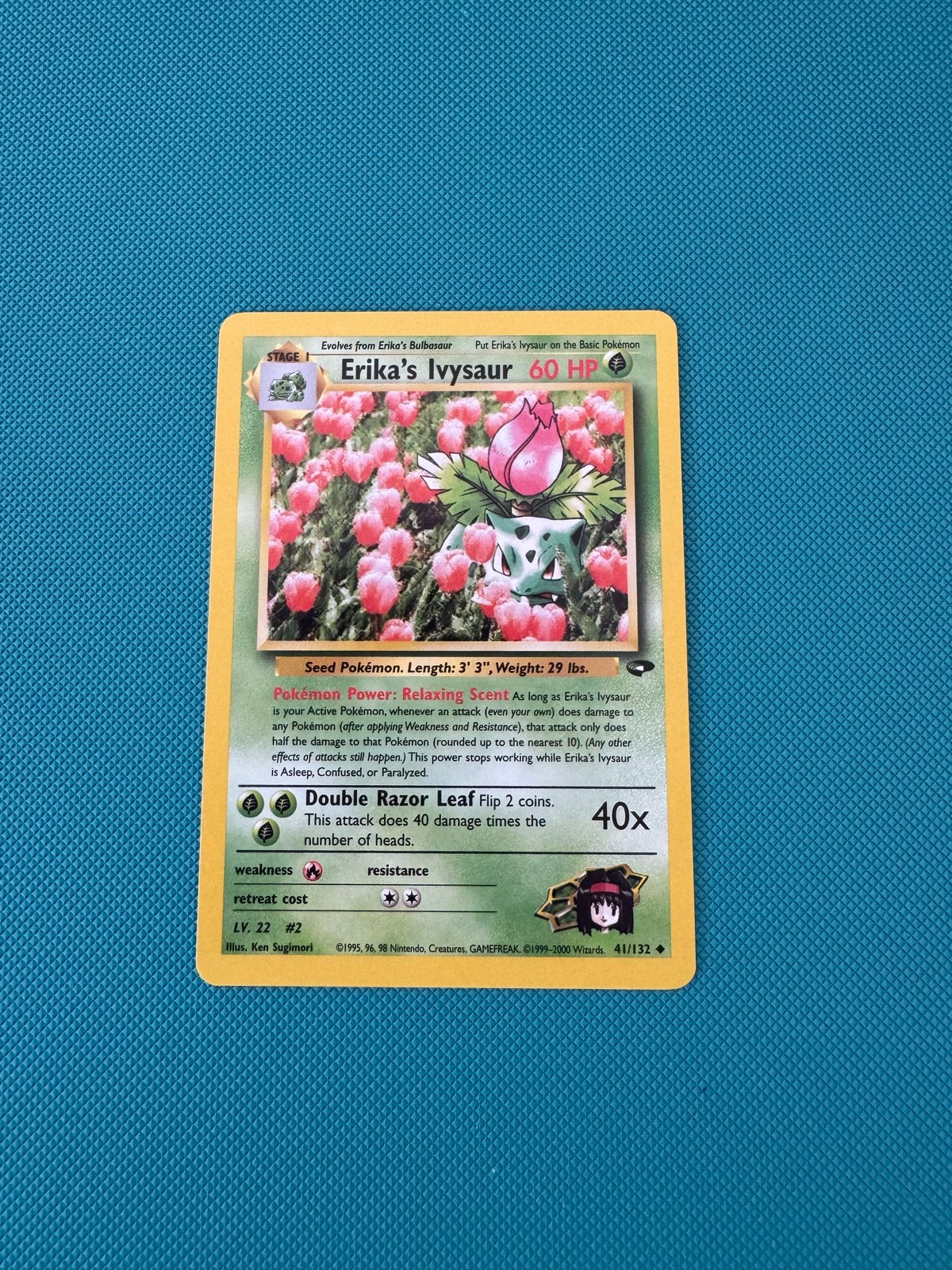 Erika's Ivysaur #41 Gym Challenge Pokémon Kaart, Ophalen, Zo goed als nieuw, Losse kaart