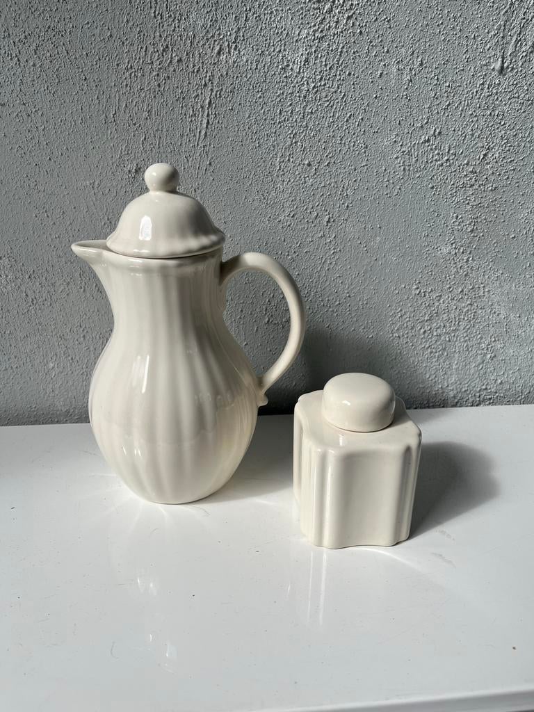 Zenith Delft koffiekannetje/ theebusje wit aardewerk, Antiek en Kunst, Ophalen