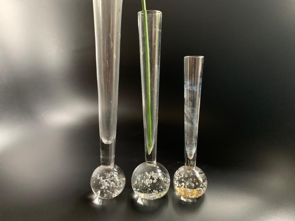 3 solifleur vaasjes vintage glas, rozenvaasje, Verzenden