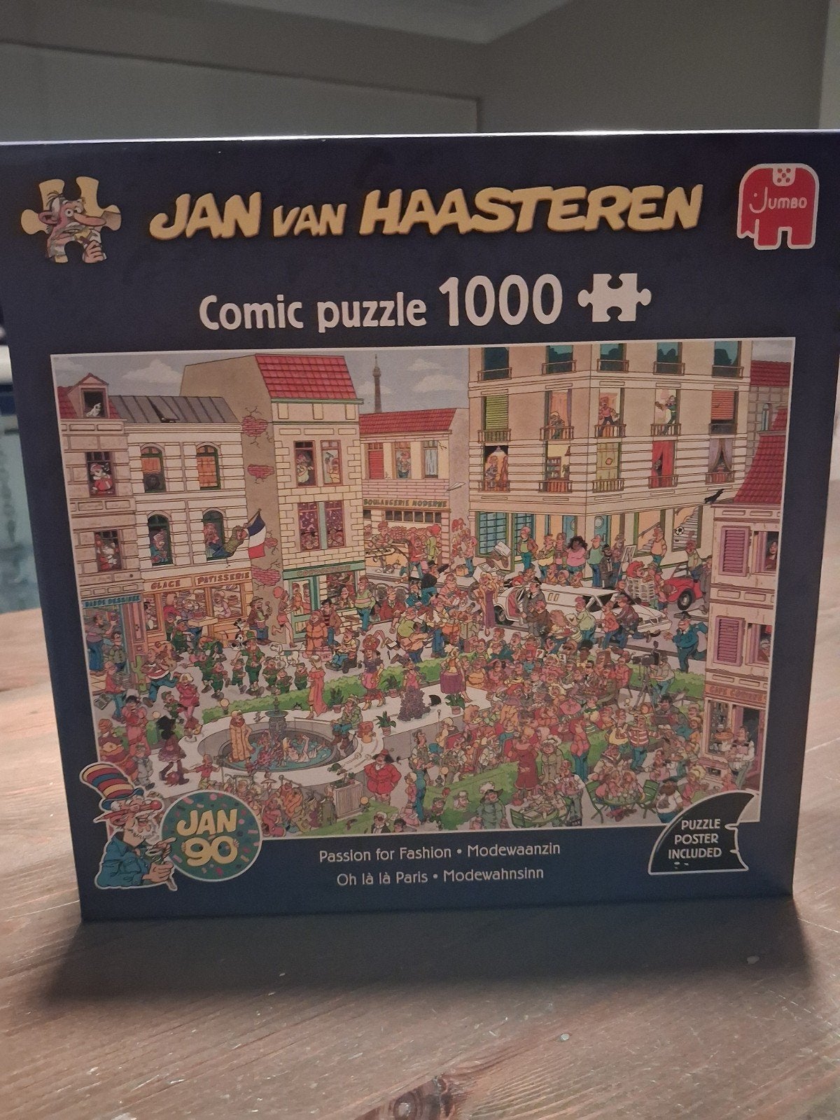 Jan van Haasteren Modewaanzin 1000 stukjes, Ophalen of Verzenden, 500 t/m 1500 stukjes, Zo goed als nieuw