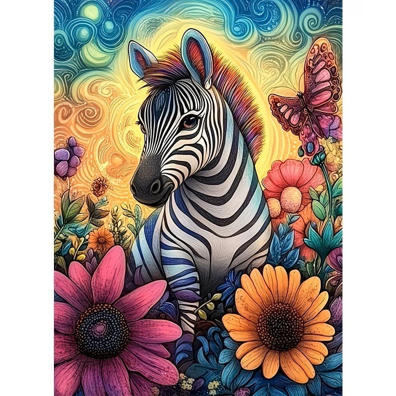 40x30cm Diamond Painting zebra bloemen nr 278, Nieuw, Ophalen of Verzenden, Overige materialen, Overige merken