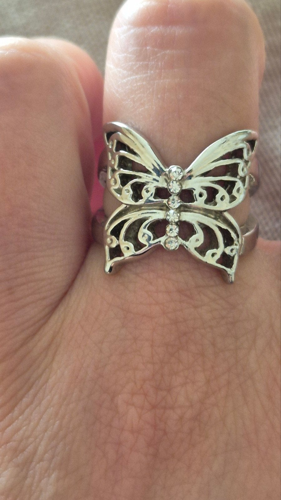 Ring vlinder, Ophalen of Verzenden, Gebruikt, Zilver, Dame