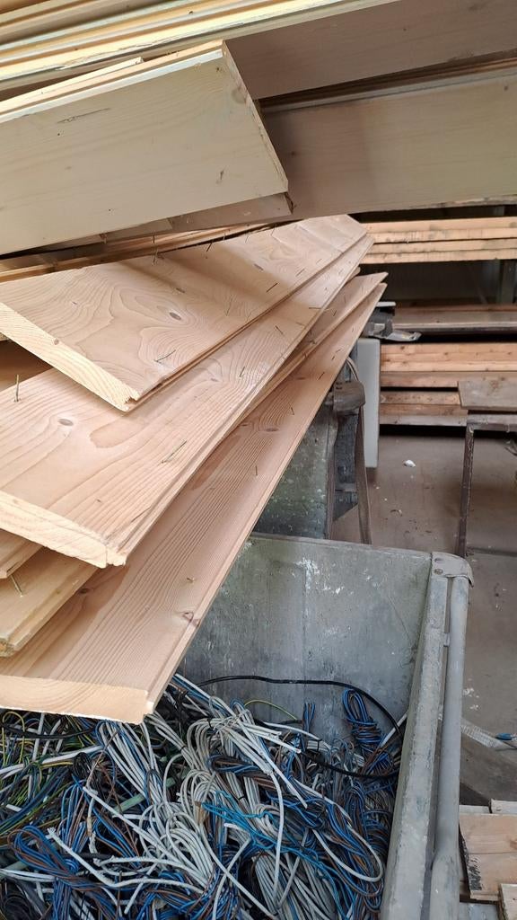 Houten planken v groef 18 cm breed 18mm dik 3 meter, Ophalen, Minder dan 25 mm, Zo goed als nieuw, Plank