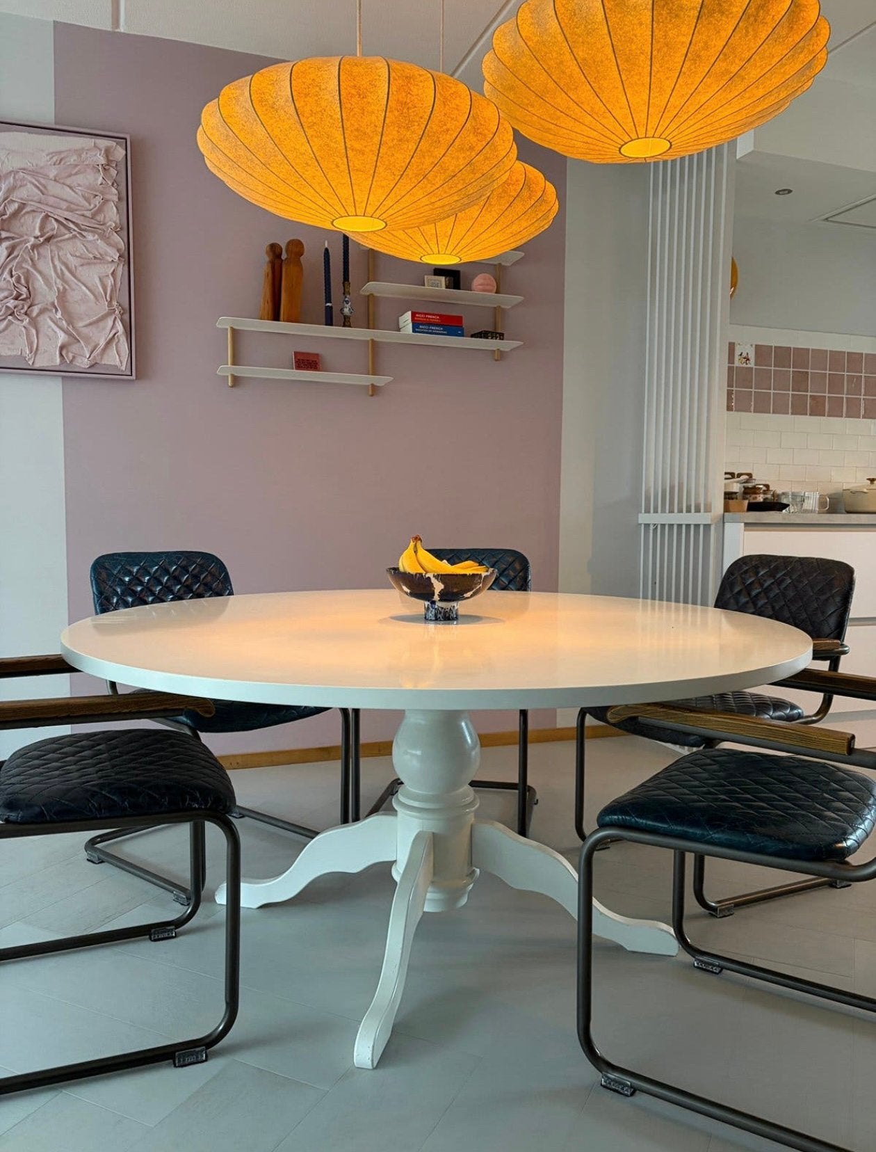 Ronde witte eettafel 160cm, Huis en Inrichting, Gebruikt, 150 tot 200 cm, Rond, Ophalen of Verzenden