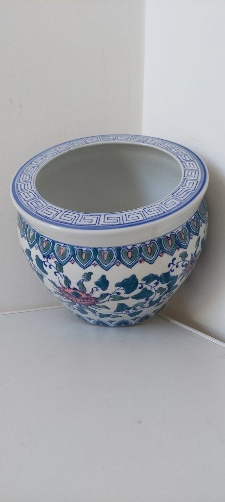 Vintage Chinese Porseleinen Bloempot pot kom – H16.5cm, Ophalen of Verzenden