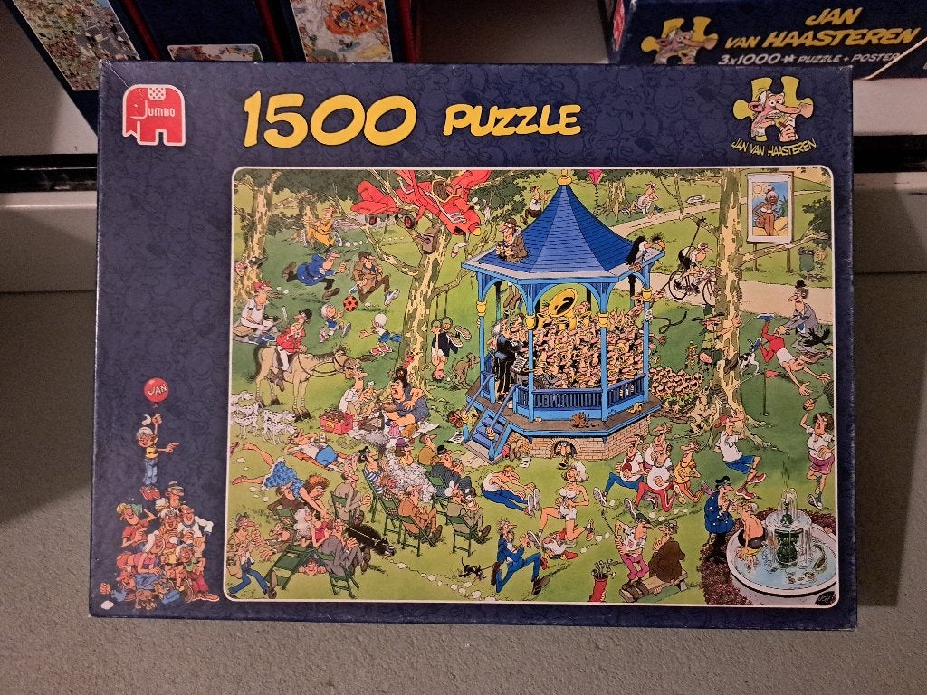 Jan van Haasteren - Het Muziekpaviljoen, Ophalen of Verzenden, 500 t/m 1500 stukjes, Zo goed als nieuw, Legpuzzel