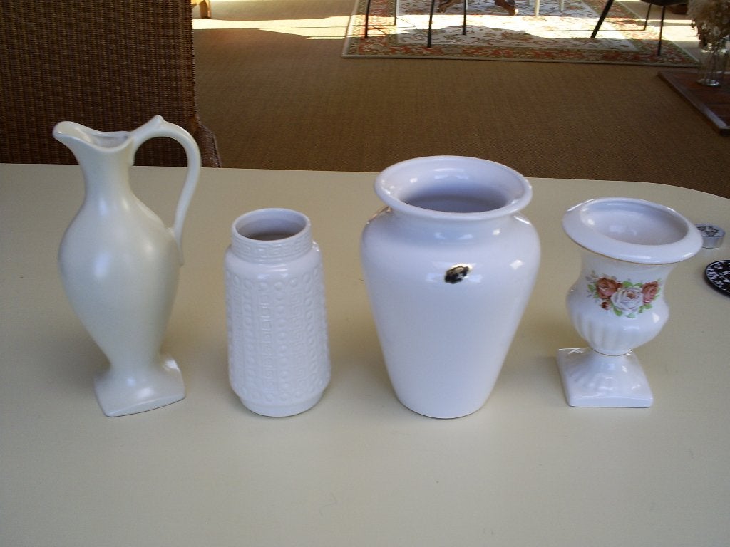 Vazen 4 stuks brocante, Ophalen of Verzenden, Gebruikt, Wit