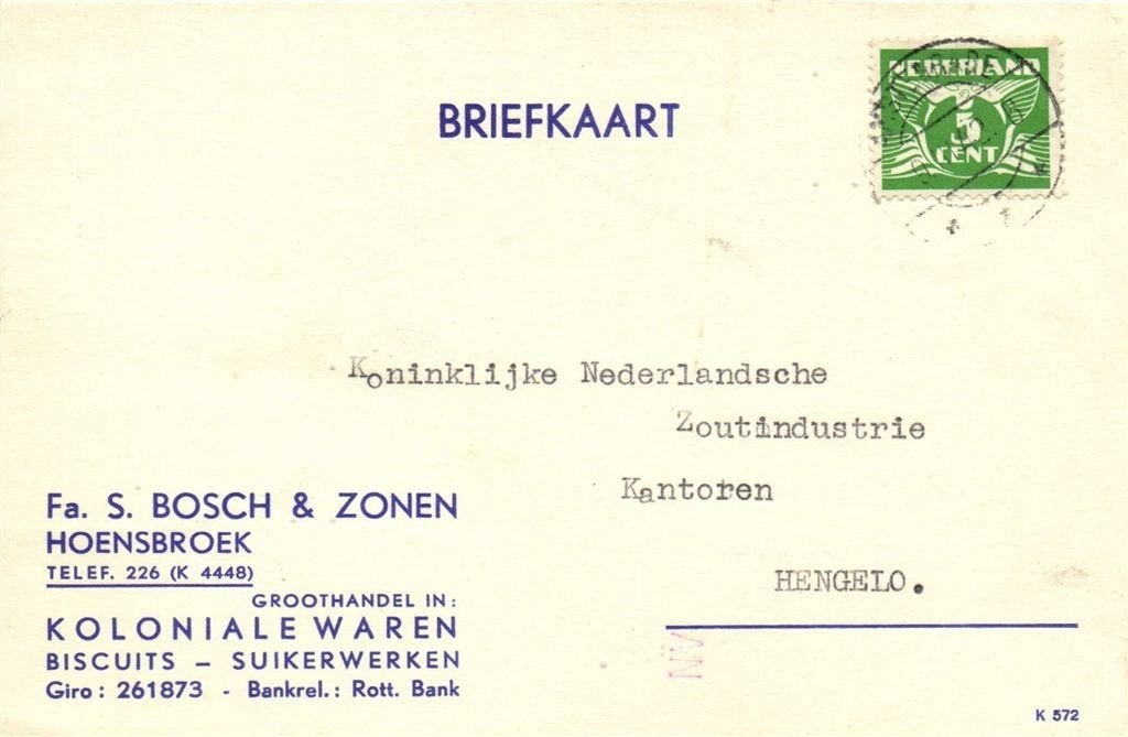 Fa. S. Bosch + Zonen, Hoensbroek - 03.1942 - briefkaart, Ophalen of Verzenden, Briefkaart
