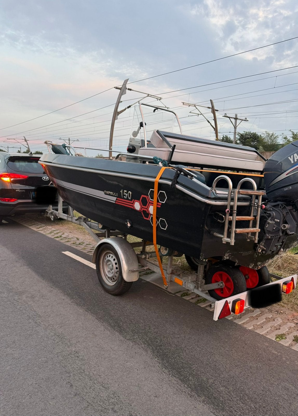Consoleboot capelli 40pk 4takt incl trailer zwart grijs bt, Viertaktmotor, 5 m, Zo goed als nieuw, 40 pk