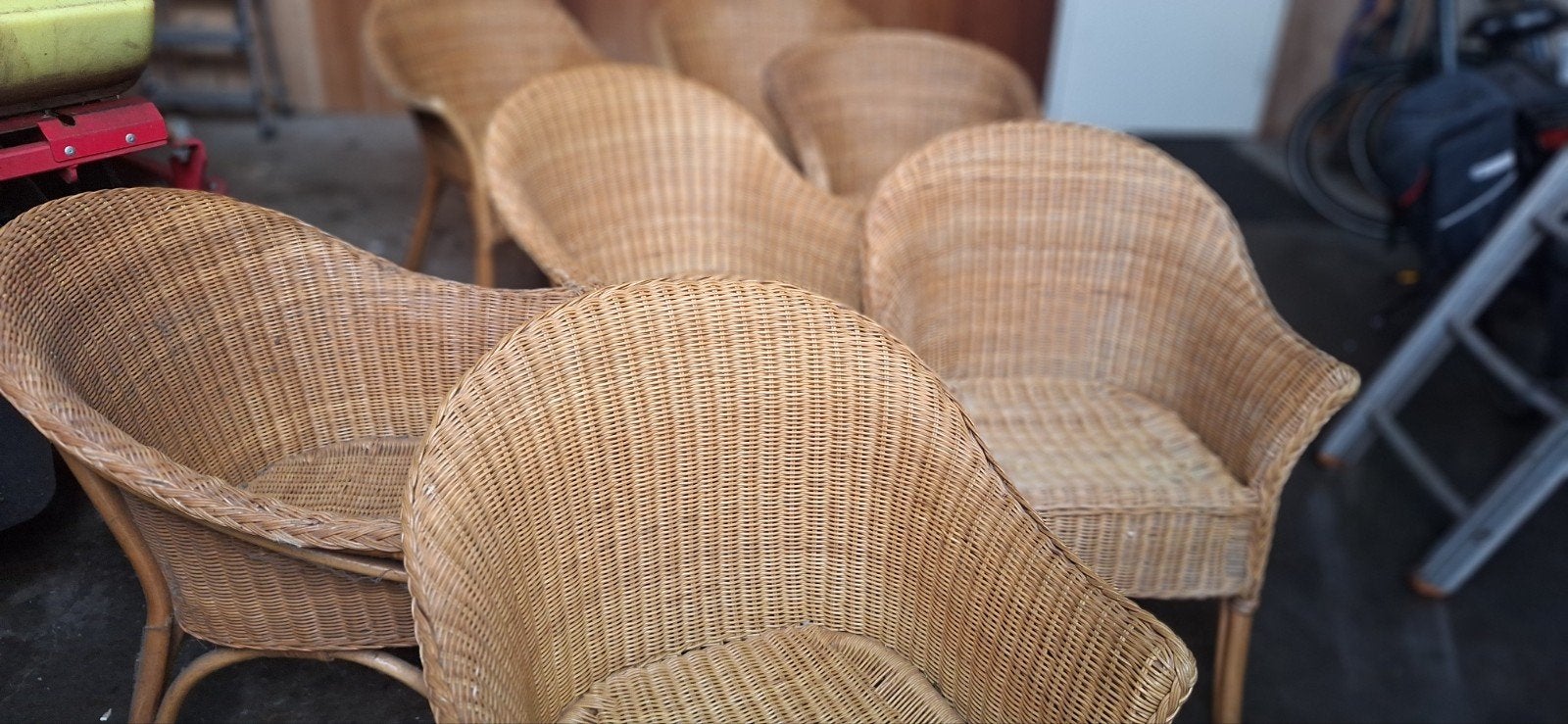 Rotan stoelen  7 stuks, Ophalen, Gebruikt, Bruin, Vijf, Zes of meer stoelen