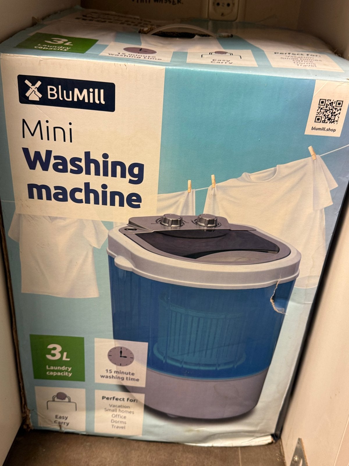 BluMill Mini Wasmachine - Compact en Draagbaar, Witgoed en Apparatuur, Wasmachines, Ophalen, Minder dan 1200 toeren, Minder dan 85 cm