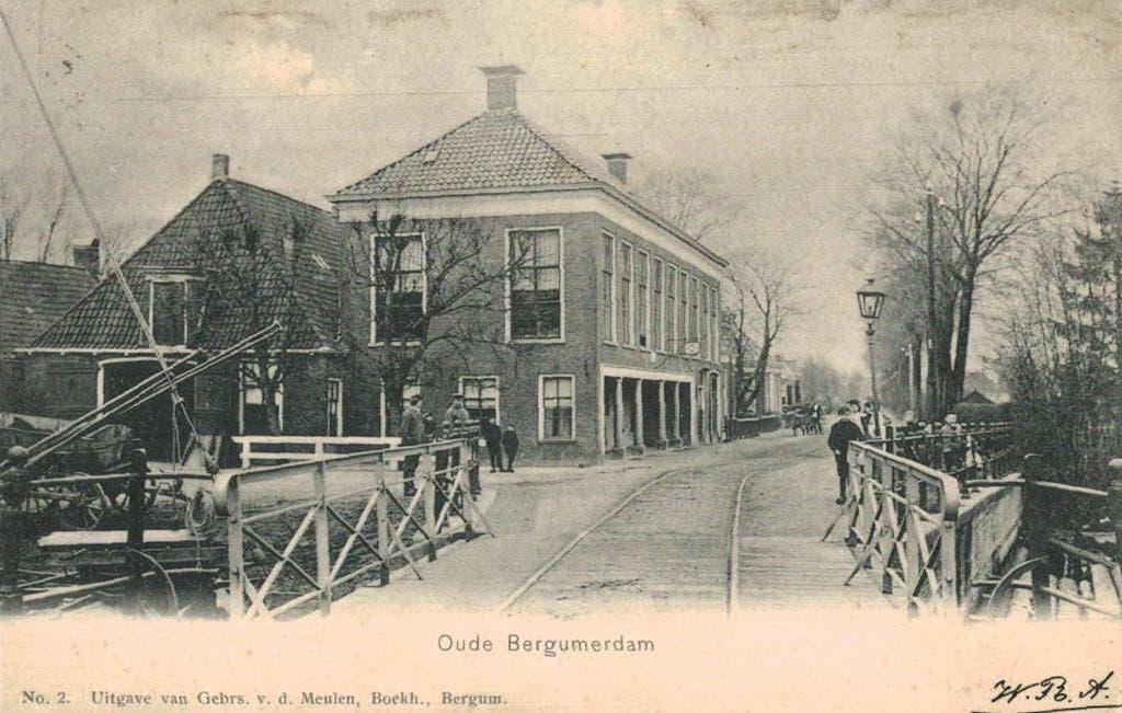 Oude Bergumerdam met spoor, Ophalen of Verzenden, Voor 1920, Gelopen, Friesland