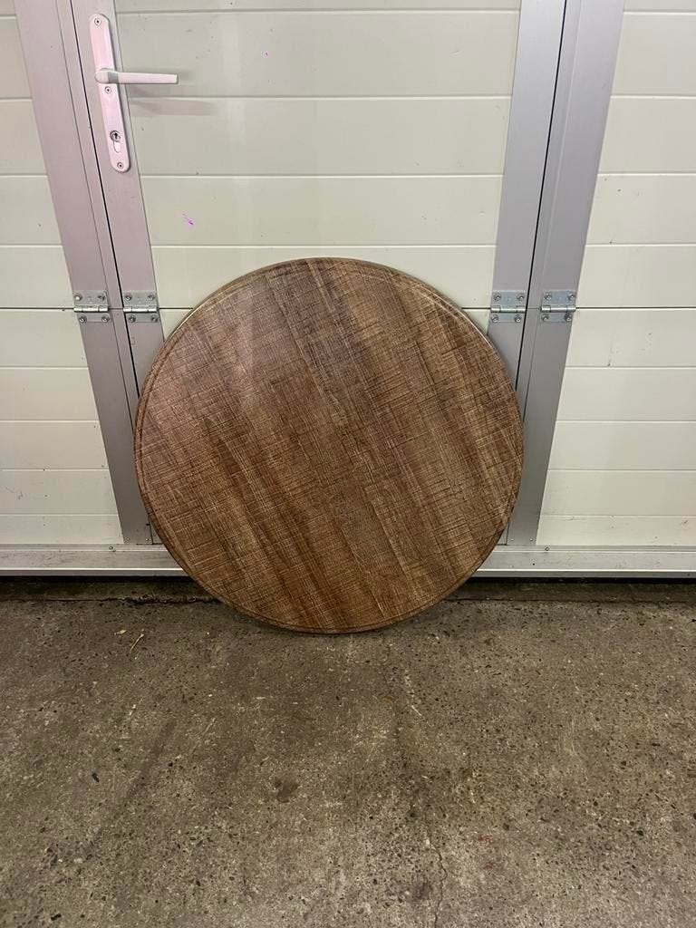 10 stuks Tafelbladen Werzalit Houtlook rond 80 cm, Ophalen, Zo goed als nieuw