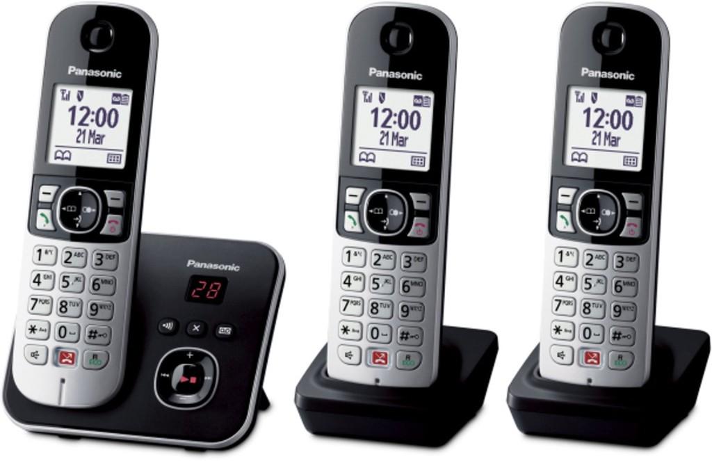 Telefoonset Panasonic, Telecommunicatie, Vaste telefoons | Handsets en Draadloos, Zo goed als nieuw, 3 handsets, Stralingsarm