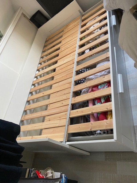 BRIMNES uitschuifbaar bed 80x200 cm met 2 matrassen, Ophalen, Verstelbaar, Wit, Tweepersoons