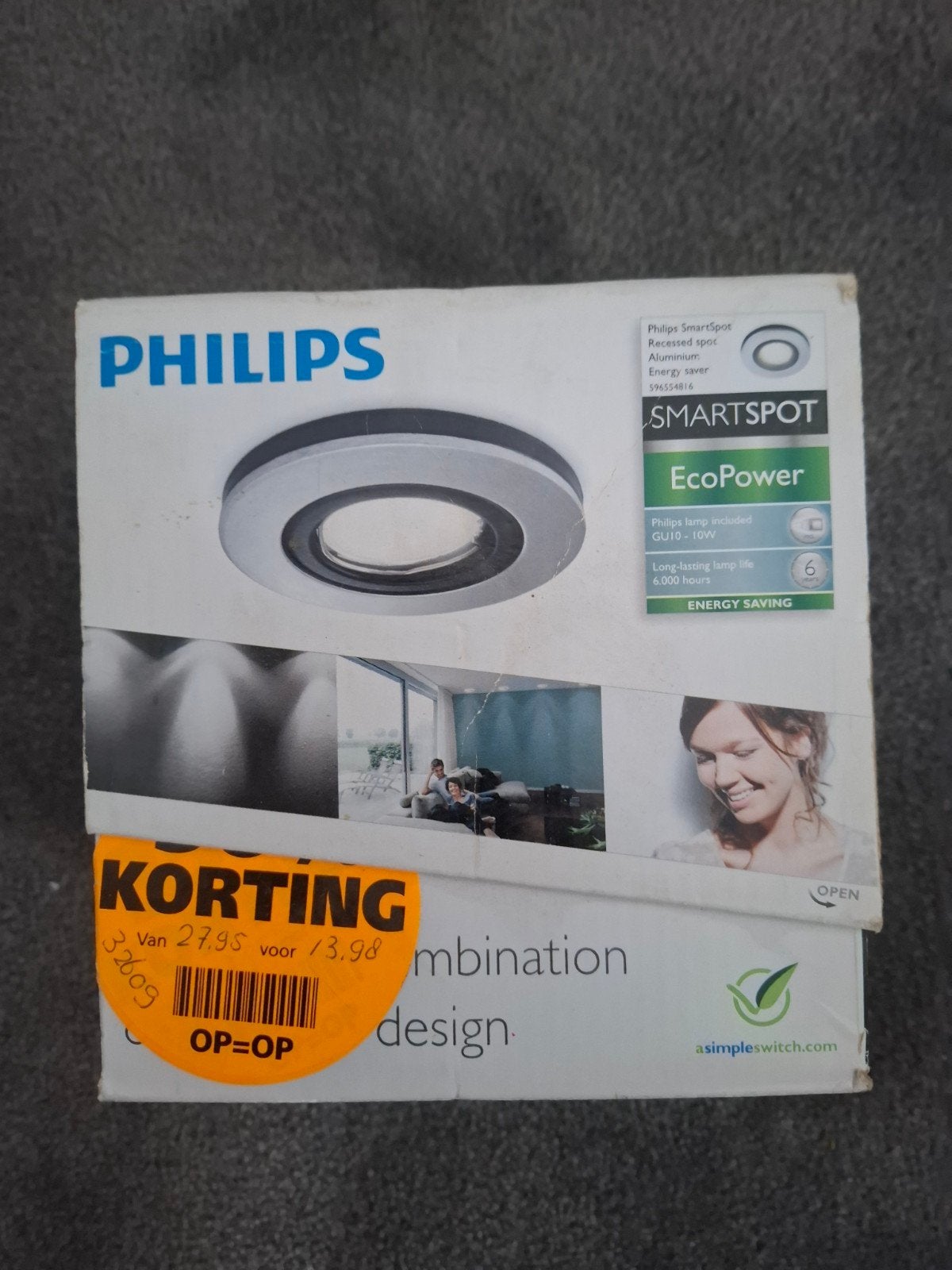 Philips SmartSpot Inbouwspot Aluminium GU10 10W, Halogeen, Inclusief lichtbron, GU10, Nieuw