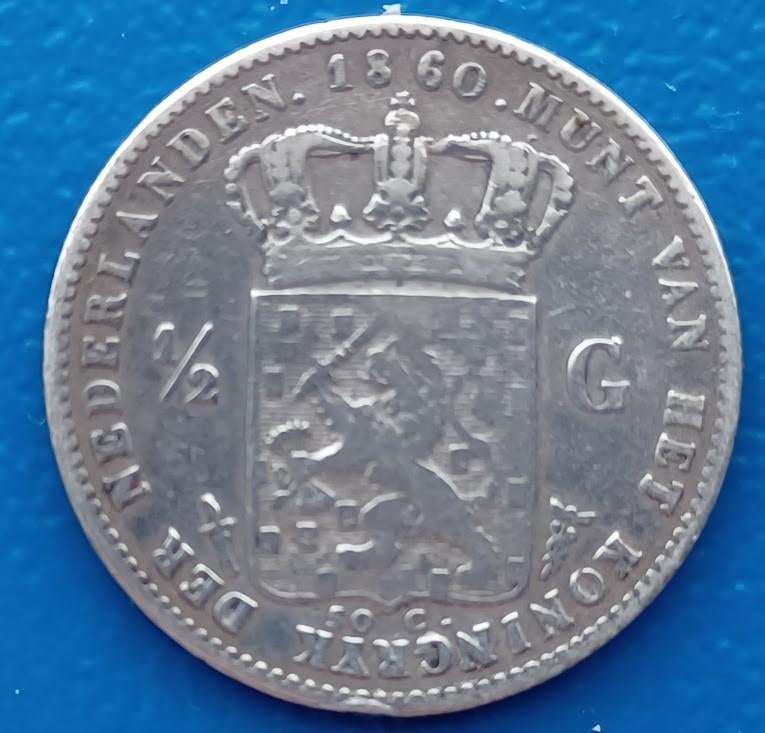 1/2 gulden 1860 - Willem III, Postzegels en Munten, Munten | Nederland, ½ gulden, Koning Willem III, Verzenden, Zilver