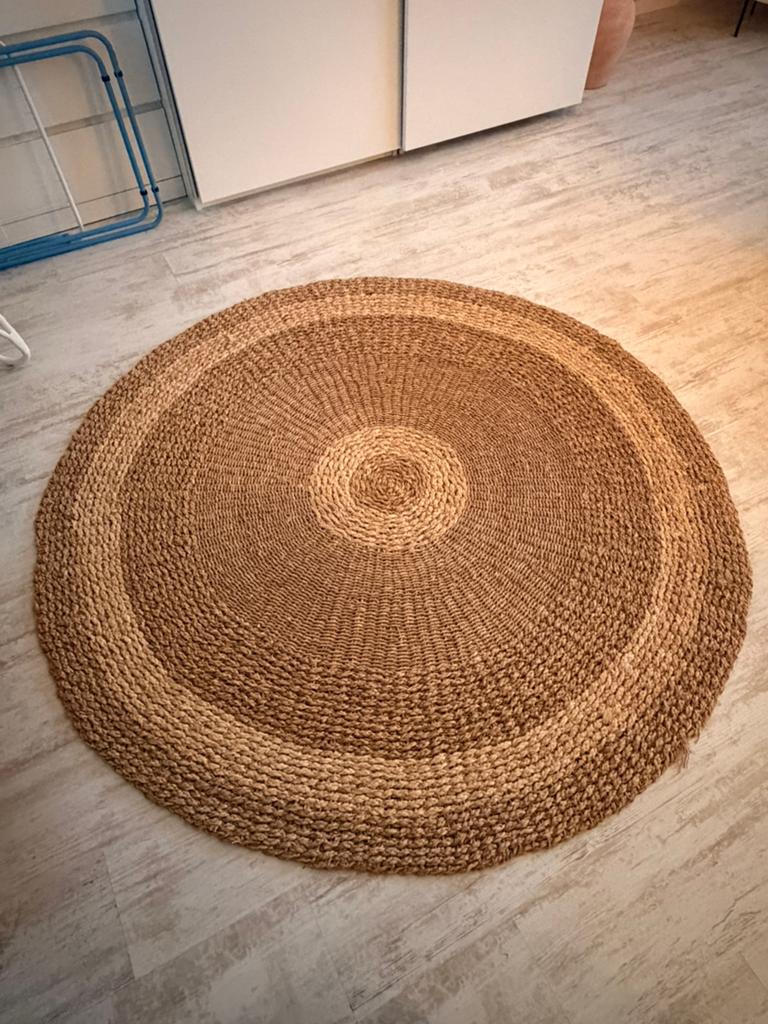 Rond vloerkleed ibiza 2 stuks, Ophalen, Gebruikt, Beige, Ibiza style