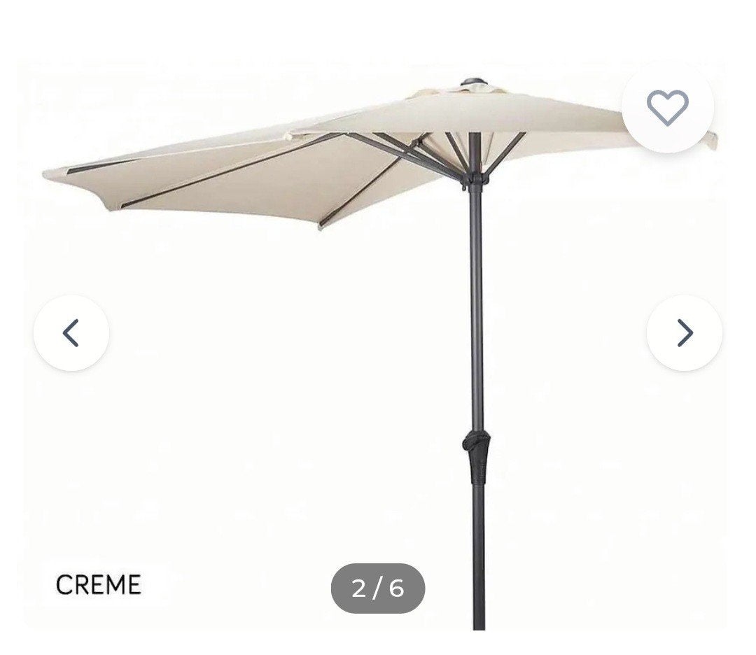Nieuwe halfronde parasol cremekleur, Ophalen, Nieuw, 2 tot 3 meter, Muurparasol