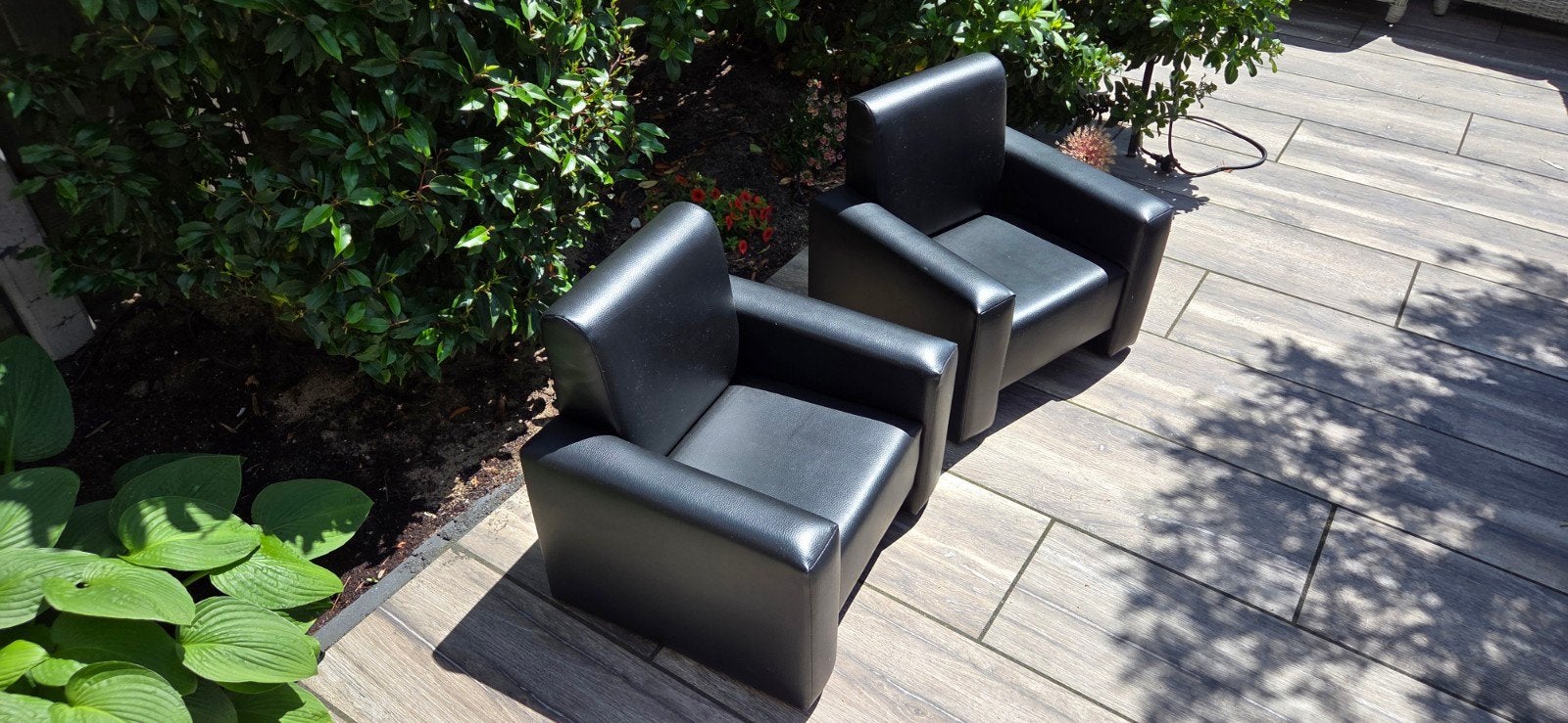 2x Kinder fauteuil - Zwart kunstleer, Huis en Inrichting, Fauteuils, Minder dan 50 cm, Gebruikt, Minder dan 75 cm, Leer