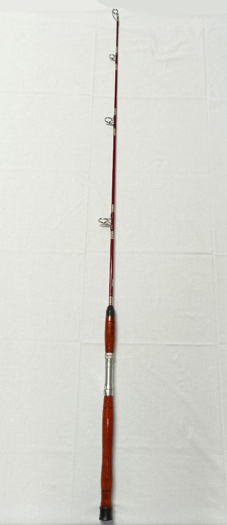 Vintage hengel tokoz 1,60 meter 1 delig rood bordeaux, Ophalen, Gebruikt, Werphengel