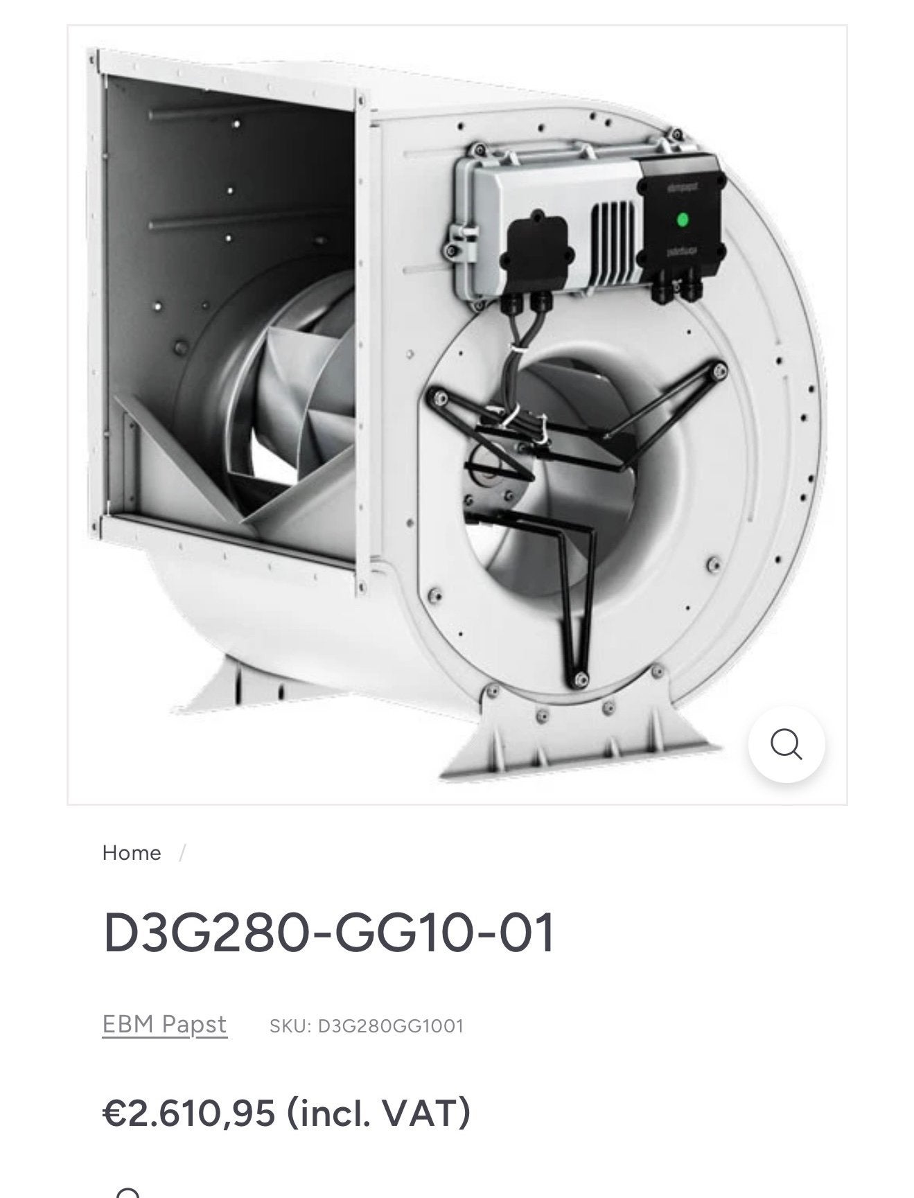 Ebmpapst Motor D3G280-GG10-01 Radiaalventilator, 3 snelheden of meer, Ophalen of Verzenden, Zo goed als nieuw, 100 m³ of groter