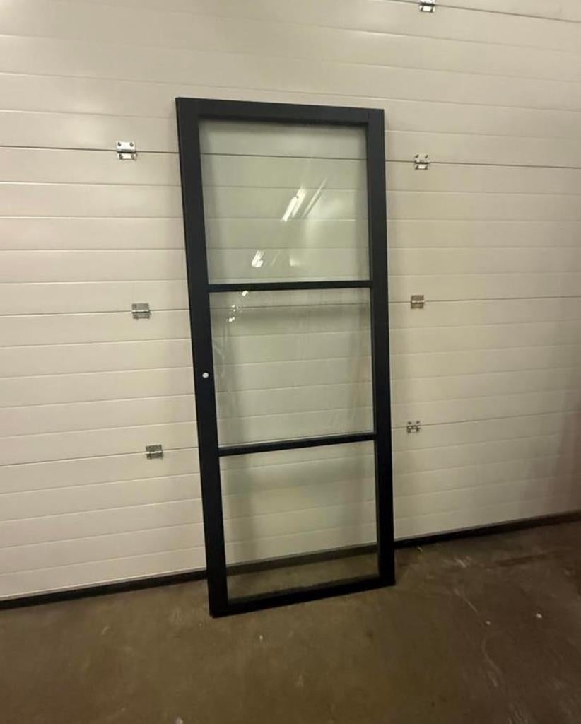 Zwarte marantie binnendeur met glas, Ophalen, Gebruikt, 80 tot 100 cm, Binnendeur