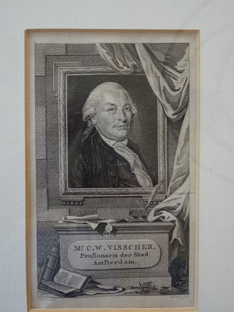 gravure portret CW Visscher pensionaris Amsterdam, Vinkeles, Verzenden, Portret, Gravure, Origineel