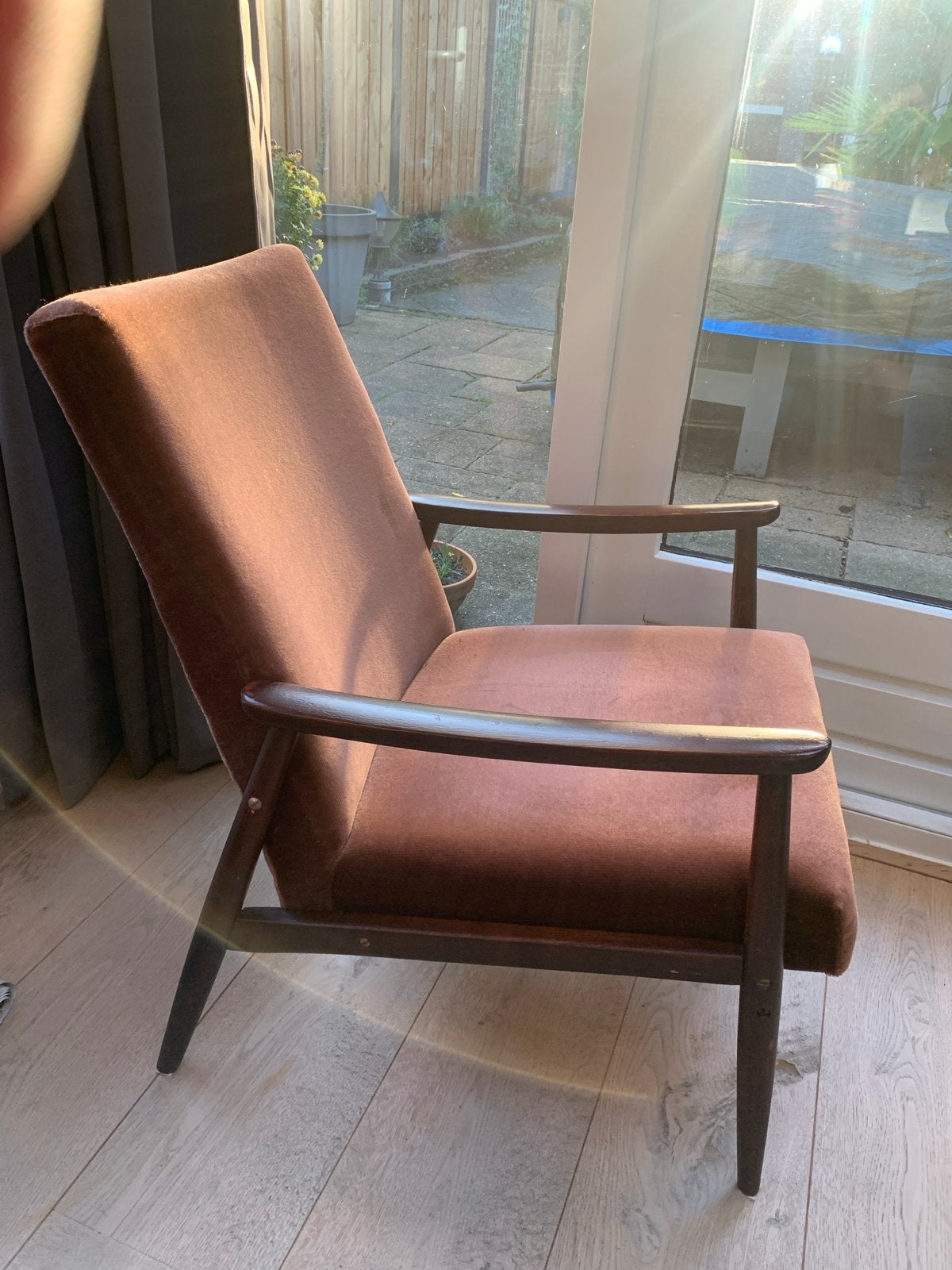 Vintage Fauteuil -oud roze, Gebruikt, Minder dan 75 cm, Vintage, Ophalen of Verzenden