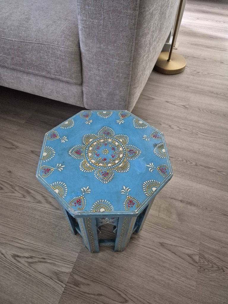 Bijzet tafel, Huis en Inrichting, Tafels | Bijzettafels, Minder dan 55 cm, Rond, Zo goed als nieuw, Hout