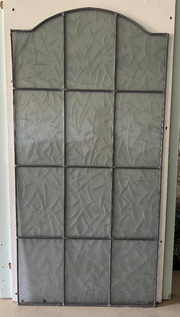 Glas in lood raam Rookgrijs? ca.59 x 119,5  incl lijst hout, Ophalen, Gebruikt, Minder dan 80 cm, Glas in lood