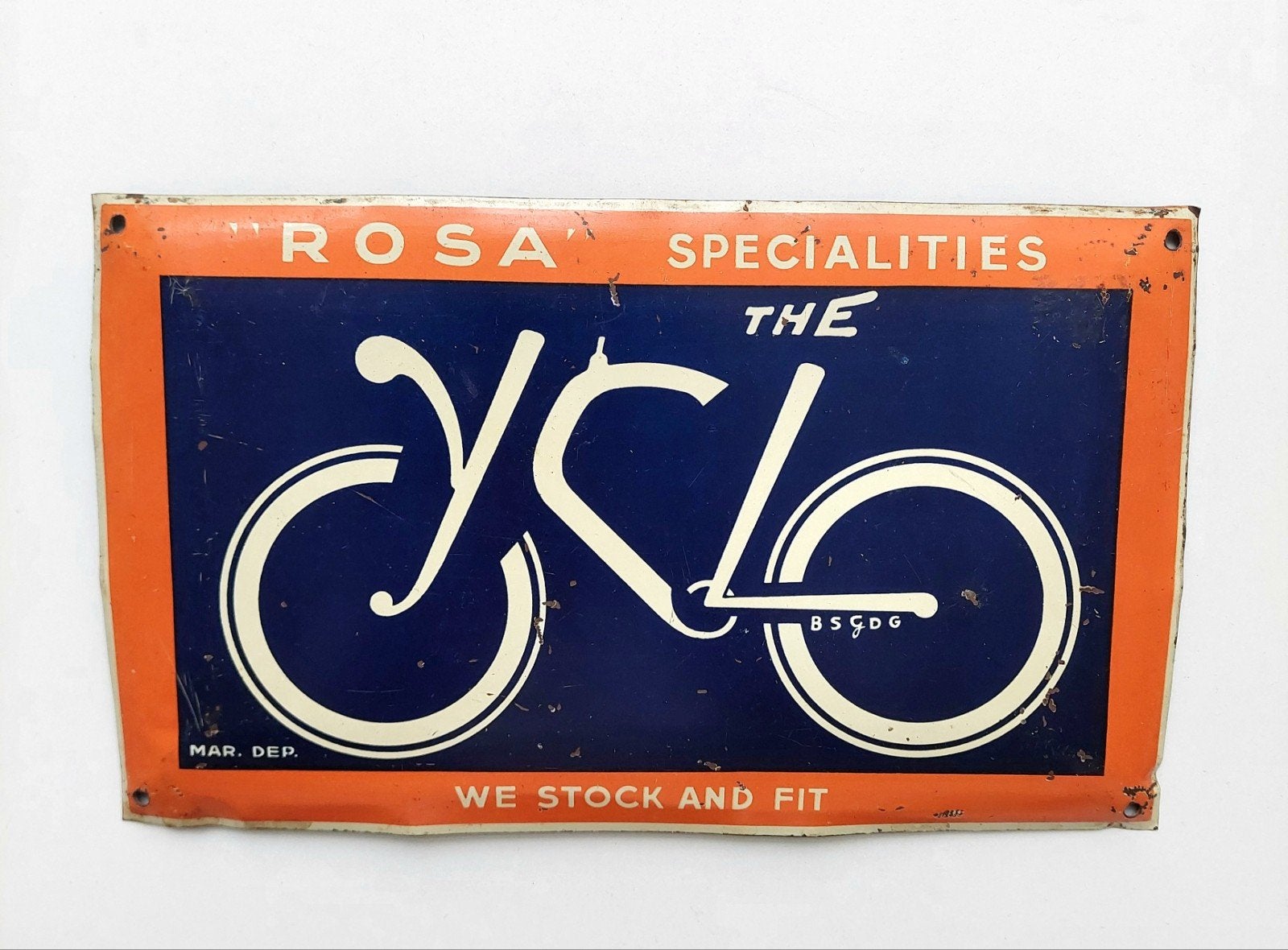 Oud Blikken Reclamebord Rosa Cyclo Rijwiel Fiets Onderdelen, Ophalen of Verzenden, Gebruikt, Reclamebord