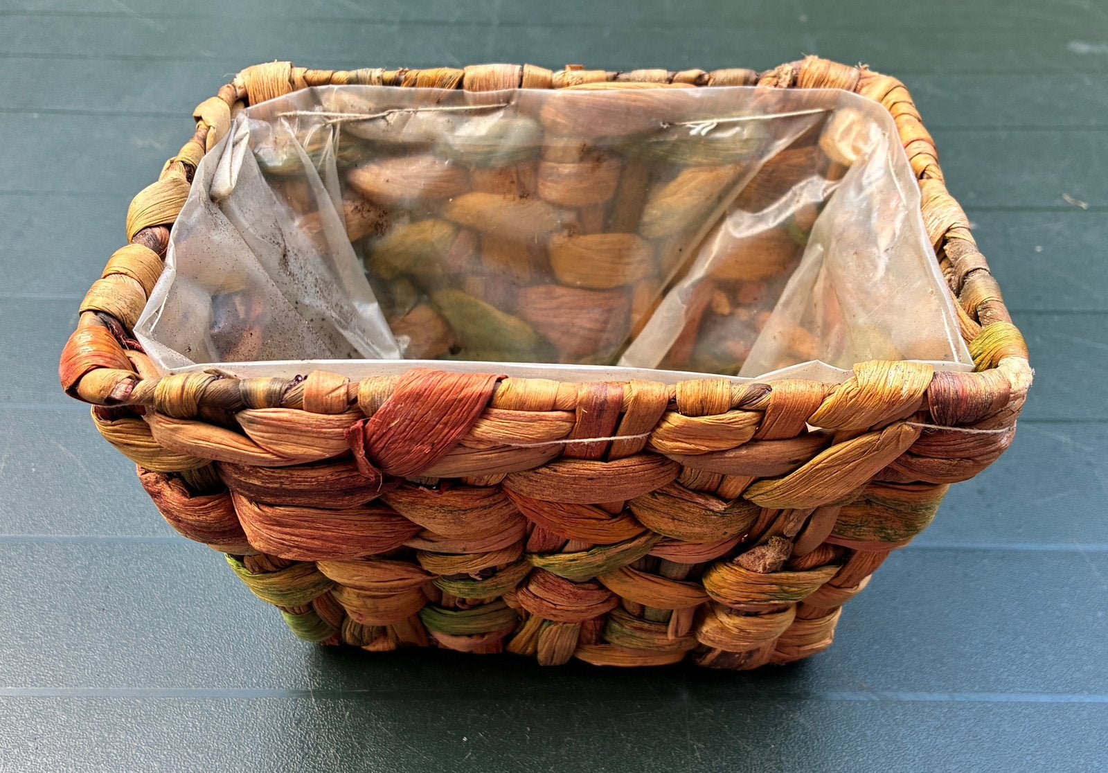 Gevlochten Cachepot - Decoratieve Bloempot (beschadigd), Ophalen, Overige materialen, Gebruikt, Vierkant