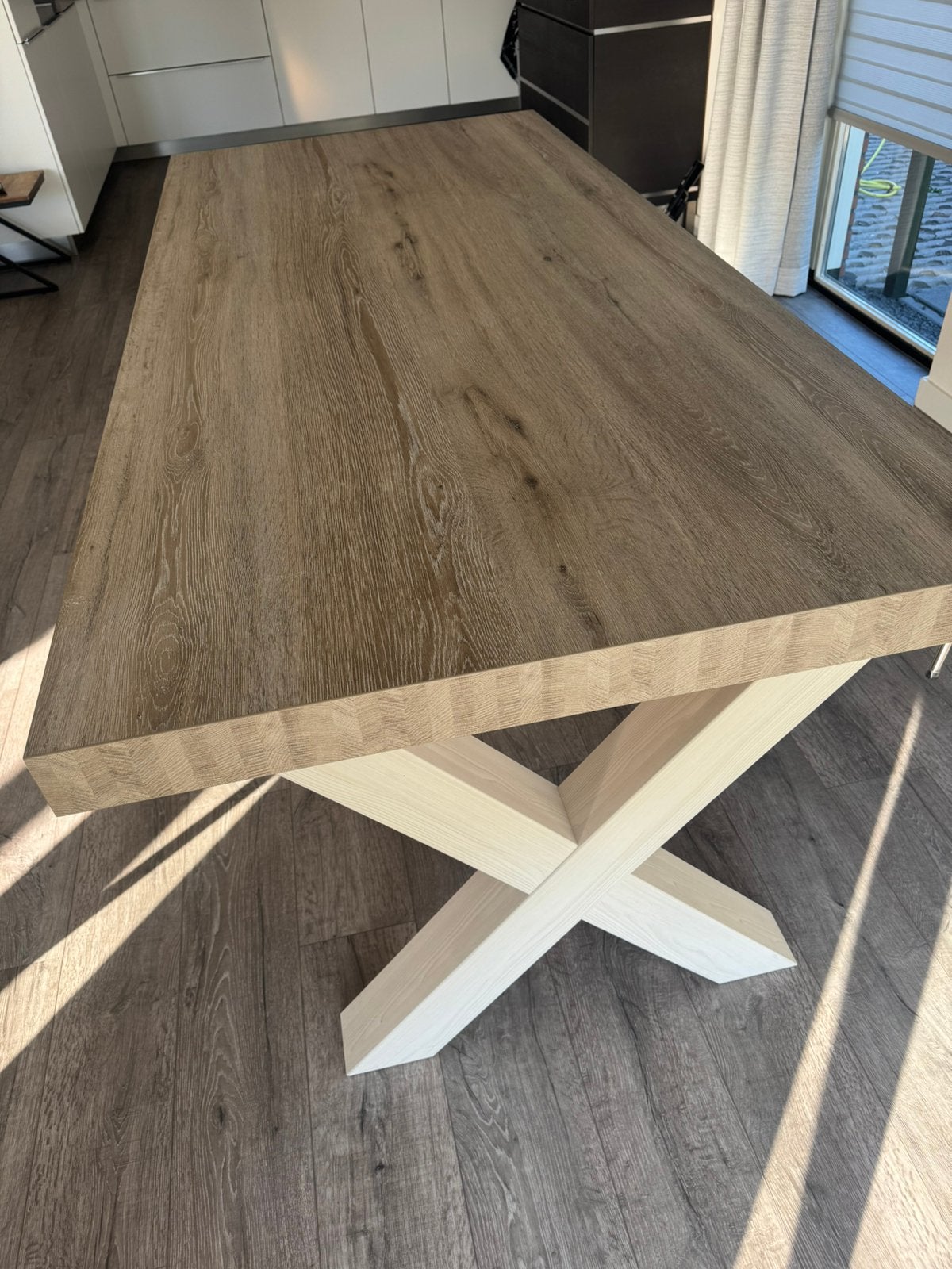 Houten Eettafel, Ophalen, Gebruikt, 200 cm of meer, 50 tot 100 cm