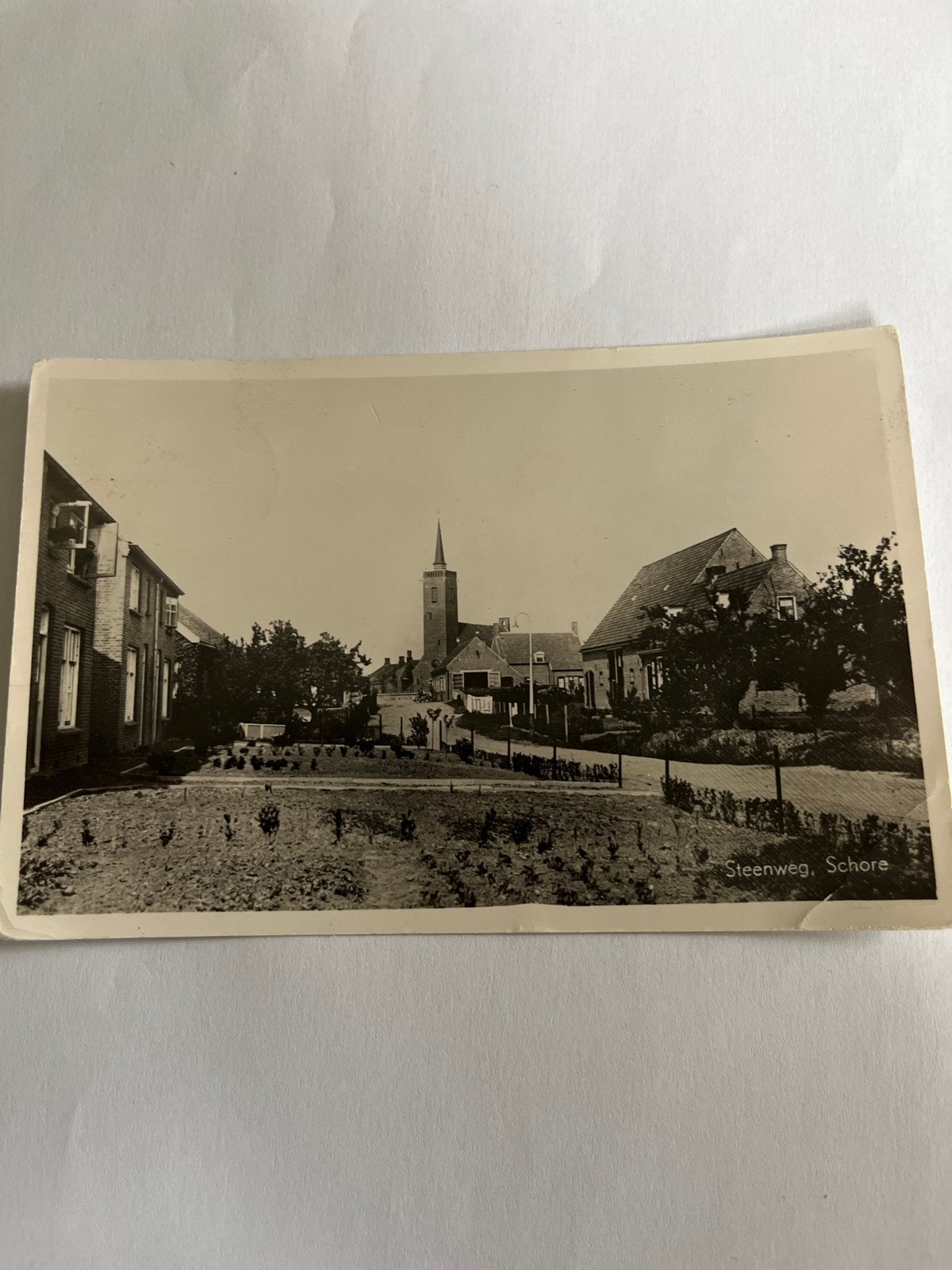 Ansichtkaart Schore  Steenweg,- Gelopen, Verzenden, 1920 tot 1940, Gelopen, Zeeland