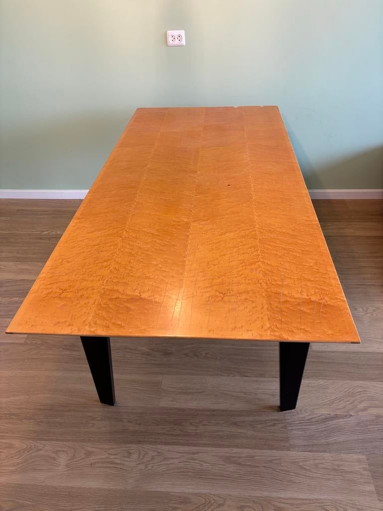 Eettafel 180x90 genoest esdoorn blad, onderstel gaaf, Ophalen, Strak, Gebruikt, 50 tot 100 cm