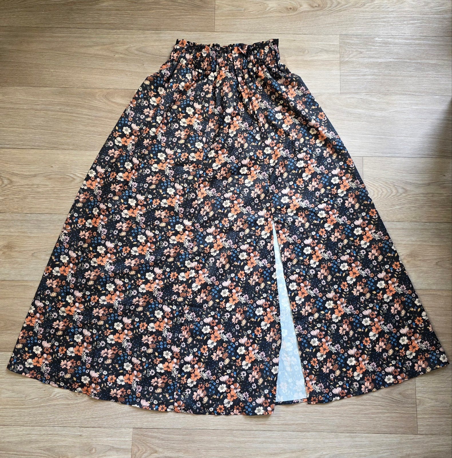 Lange bloemenrok – maxi rok met split maat S, Meerkleurig, Ophalen of Verzenden, Zo goed als nieuw, Maat 36 (S)