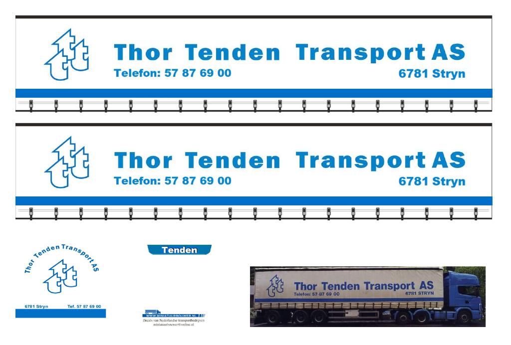 Vrachtauto decal 1:50 Thor Tenden Noorwegen (trailer) type 2, Hobby en Vrije tijd, Modelauto's | 1:50, Verzenden, Nieuw, Bus of Vrachtwagen