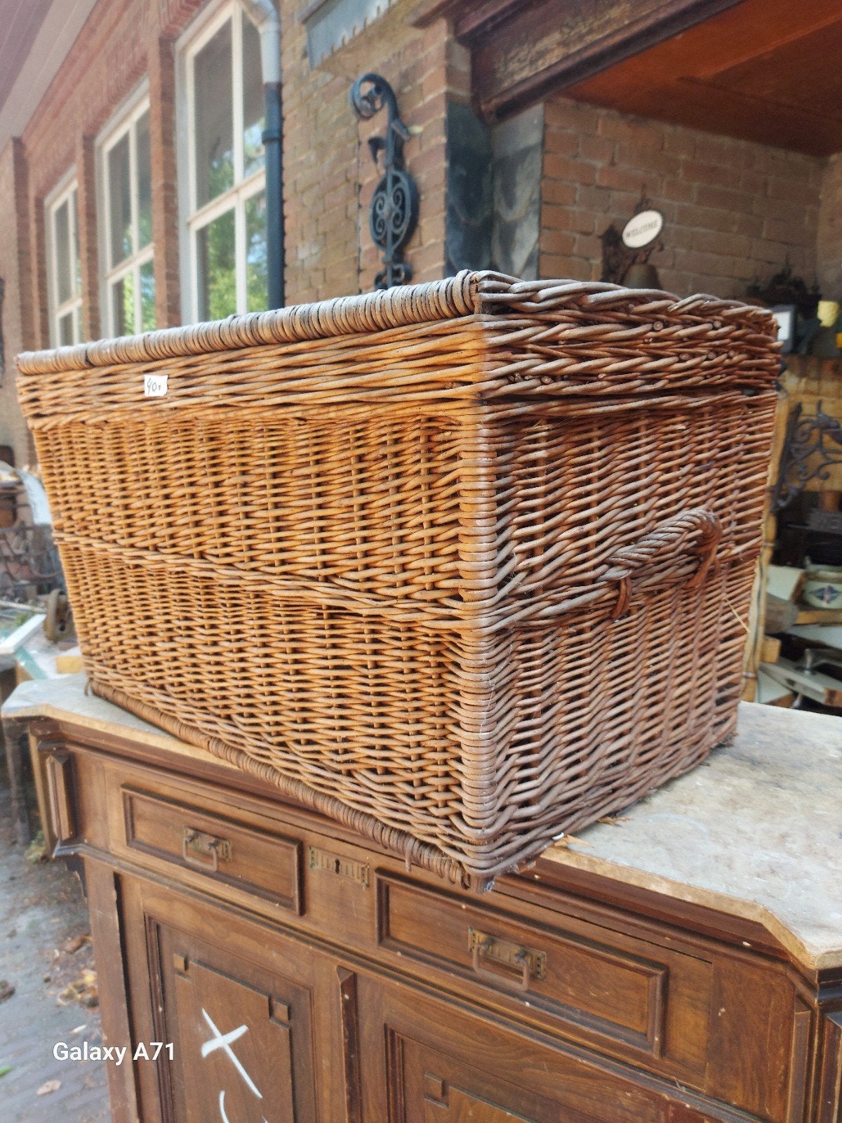 antieke gave grote bakkersmand 1920 afm 50 x50x 80 cmp, Ophalen