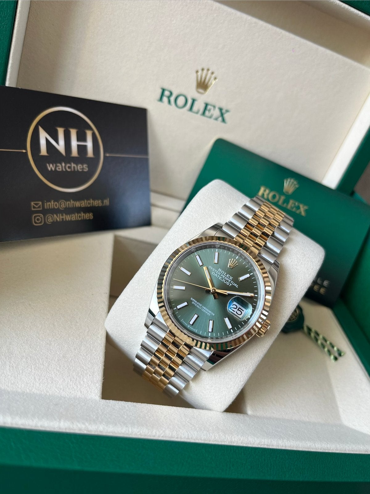 Rolex Datejust 36 126233 Green 07/2026, Ophalen, Nieuw, Staal, Rolex