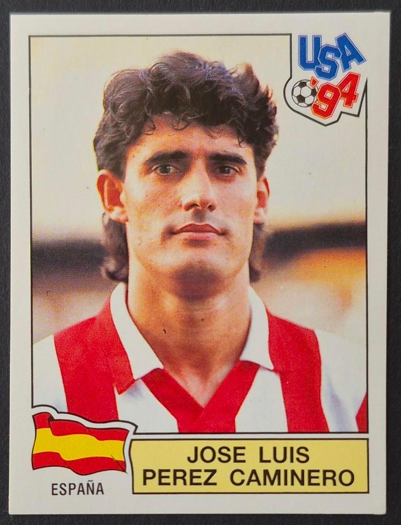Panini sticker Caminero - Spanje, WK 94, Verzamelen, Ophalen of Verzenden, Zo goed als nieuw, Buitenlandse clubs, Poster, Plaatje of Sticker