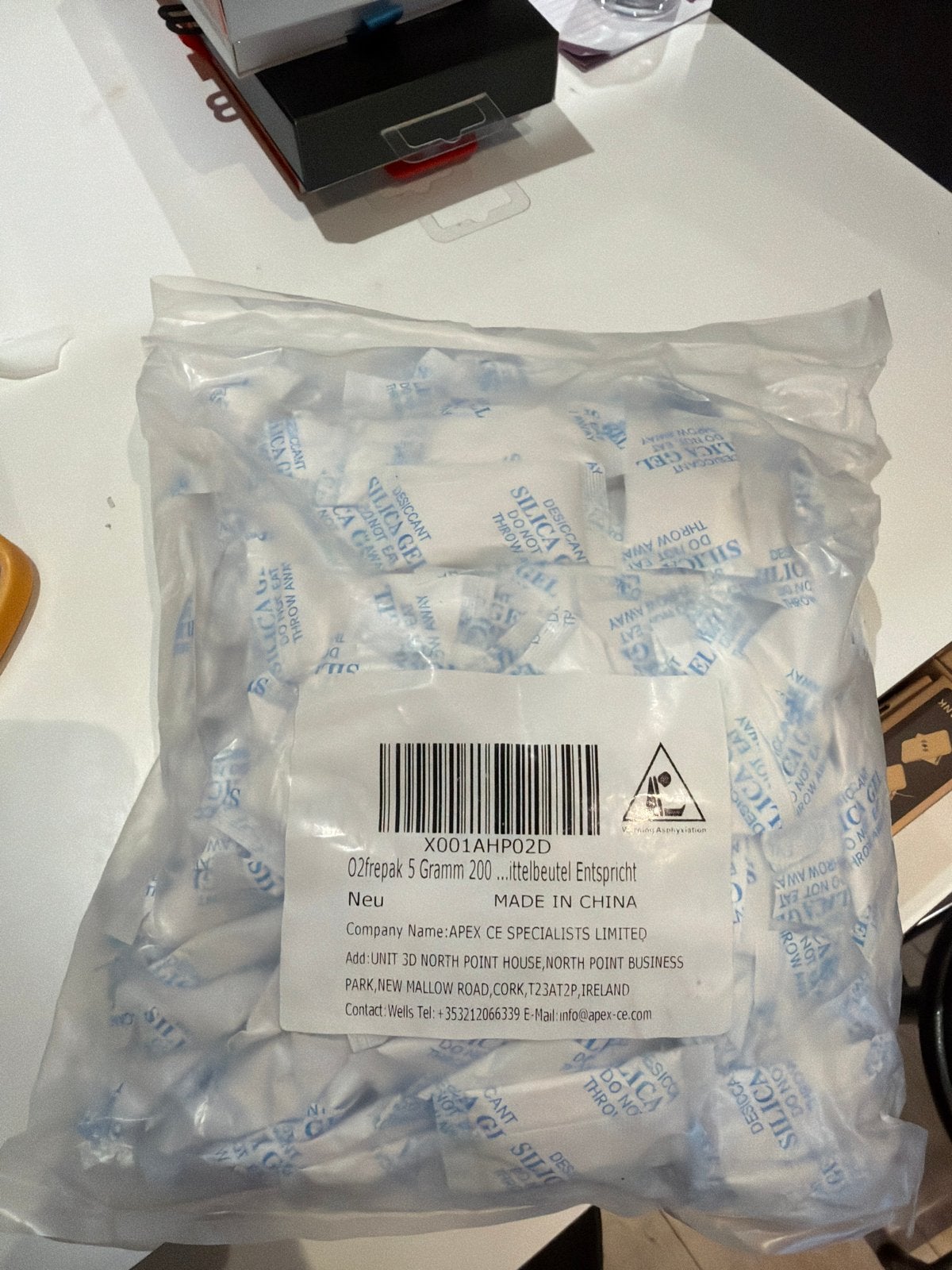 Silica gel 200 zakjes van 5 gram, Ophalen of Verzenden, Nieuw