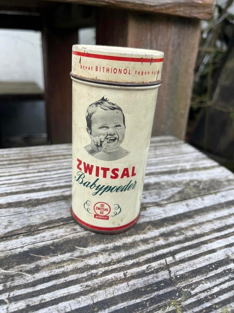 Zwitsal baby poeder blik vintage jaren 50/60 retro €4,50, Ophalen of Verzenden, Gebruikt, Overige, Overige merken