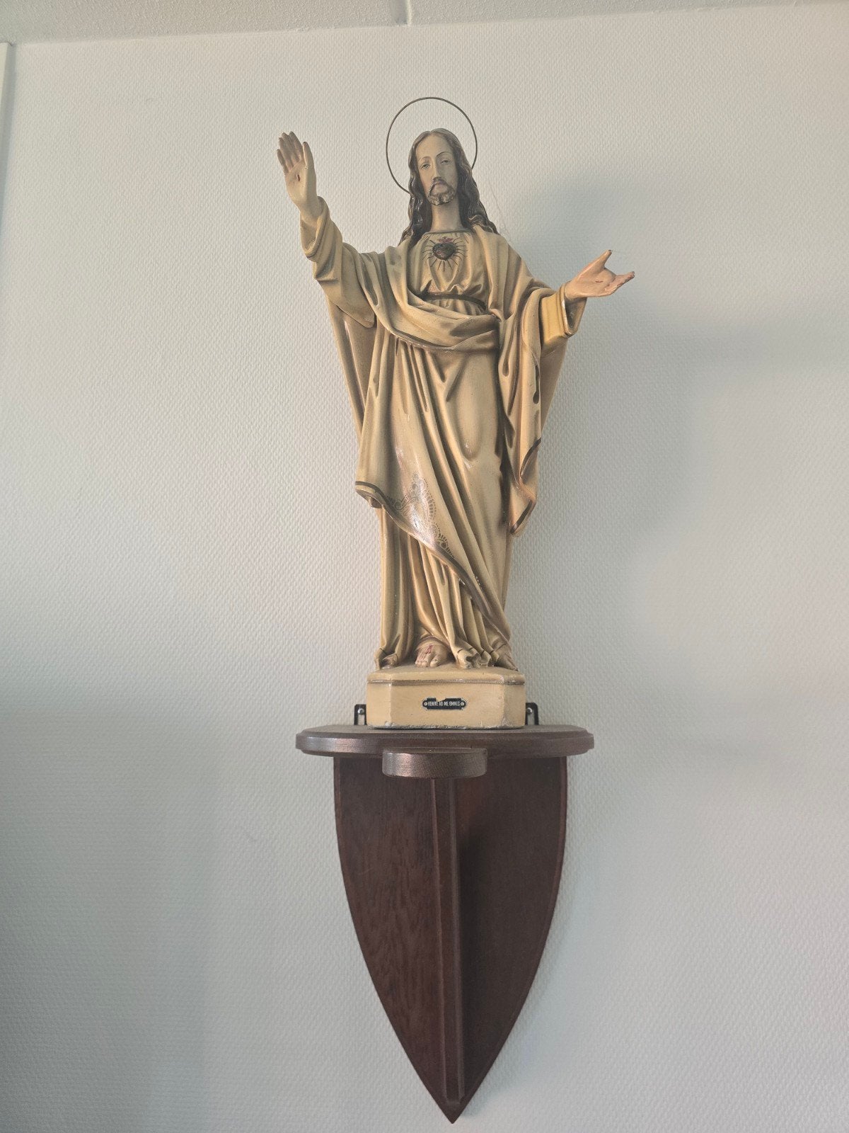 Vintage Heilig Hart Jezus beeld met wandconsole, Ophalen